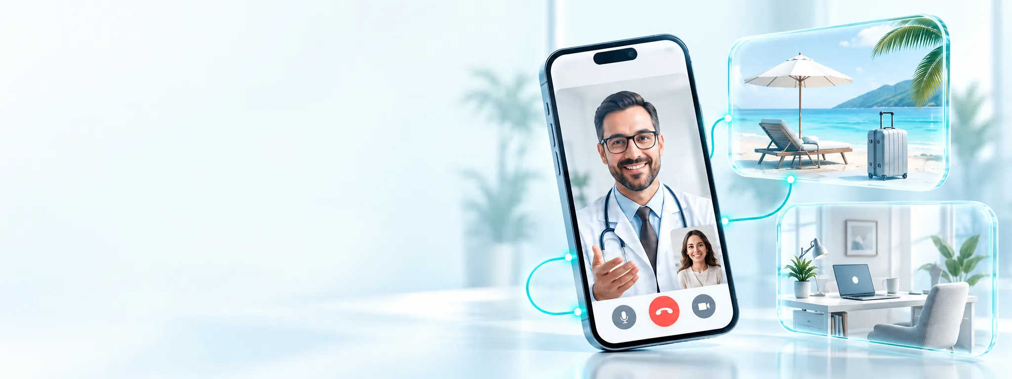 Your doctor on screen. You, wherever you like.
